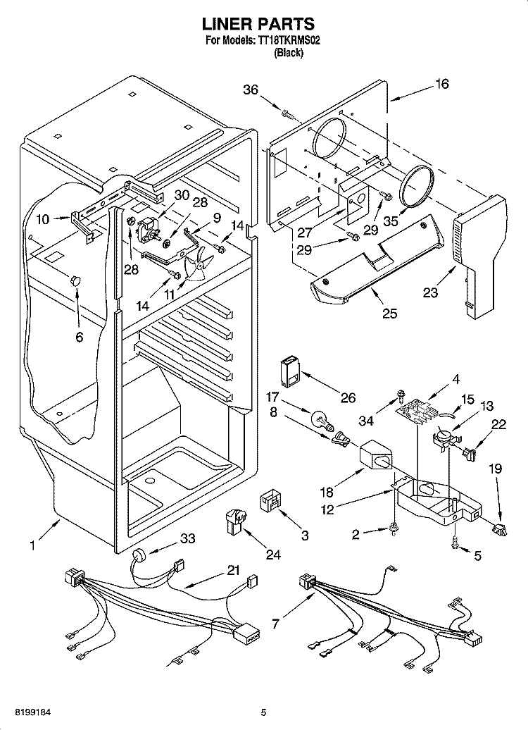 LINER PARTS Diagram and Parts List for TT18TKRMS02  Estate Refrigerator