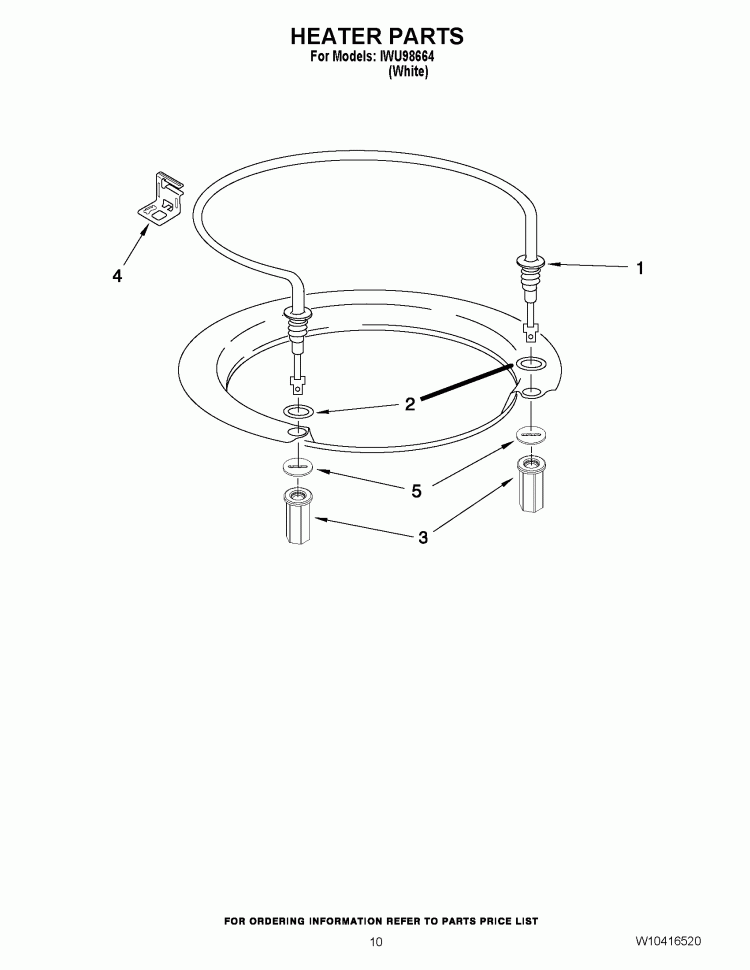 HEATER PARTS Diagram and Parts List for IWU98664  Inglis Dishwasher