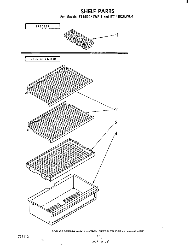 SHELF Diagram and Parts List for ET14DCXLWR1  Whirlpool Refrigerator