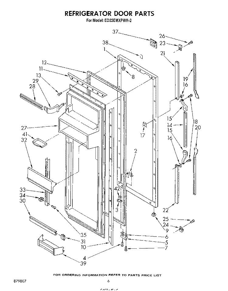 REFRIGERATOR DOOR Diagram and Parts List for ED22EMXPWR2  Whirlpool Refrigerator