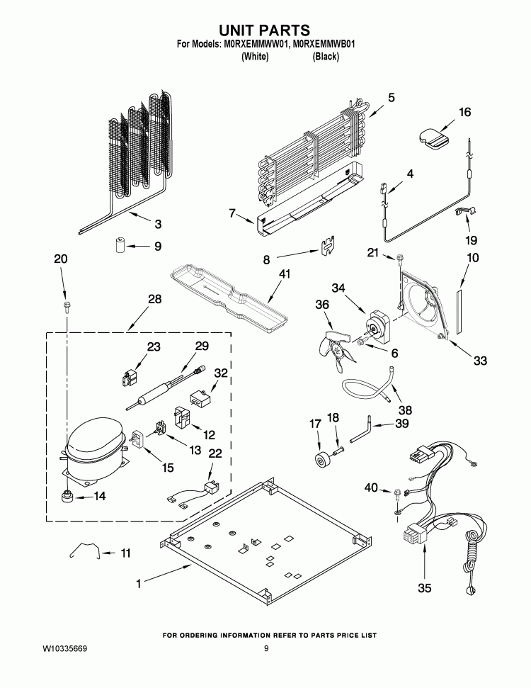 UNIT PARTS Diagram and Parts List for M0RXEMMWB01  Whirlpool Refrigerator