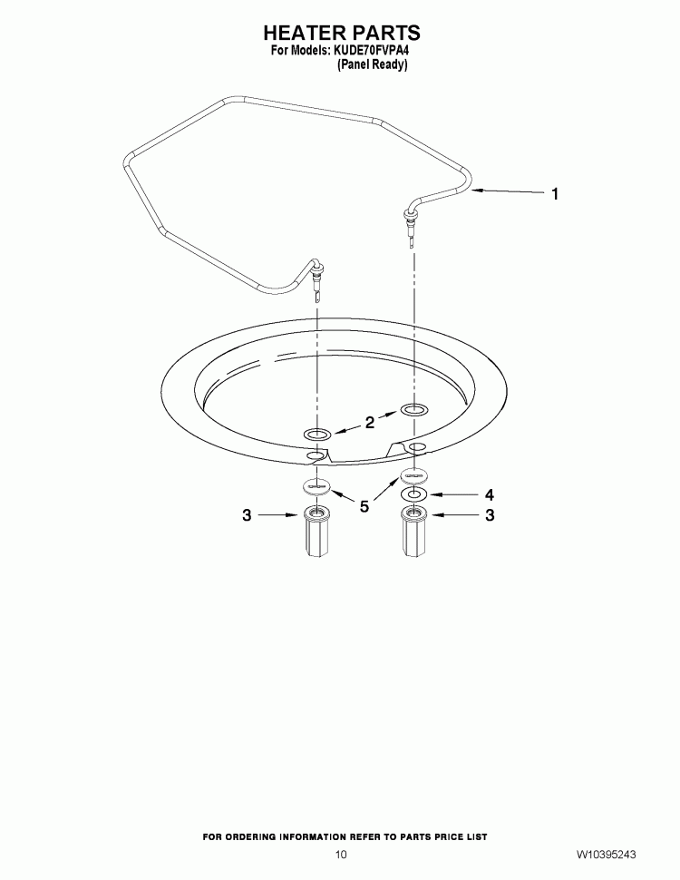 HEATER PARTS Diagram and Parts List for KUDE70FVPA4  KitchenAid Dishwasher
