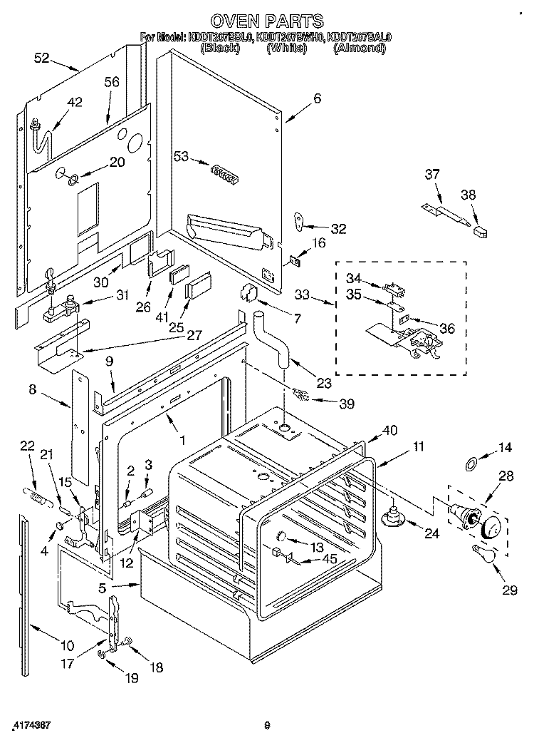 OVEN, LITERATURE Diagram and Parts List for KDDT207BAL0  KitchenAid Range