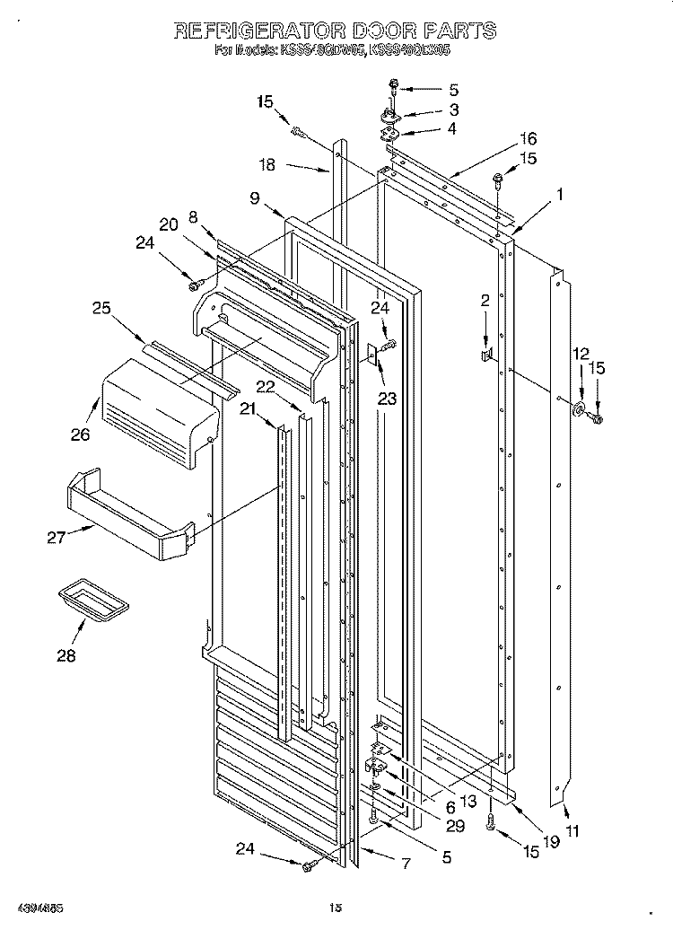 REFRIGERATOR DOOR Diagram and Parts List for KSSS48QDX05  KitchenAid Refrigerator