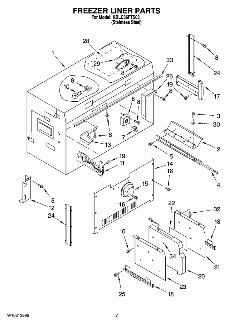 FREEZER LINER PARTS Diagram and Parts List for KBLC36FTS03  KitchenAid Refrigerator