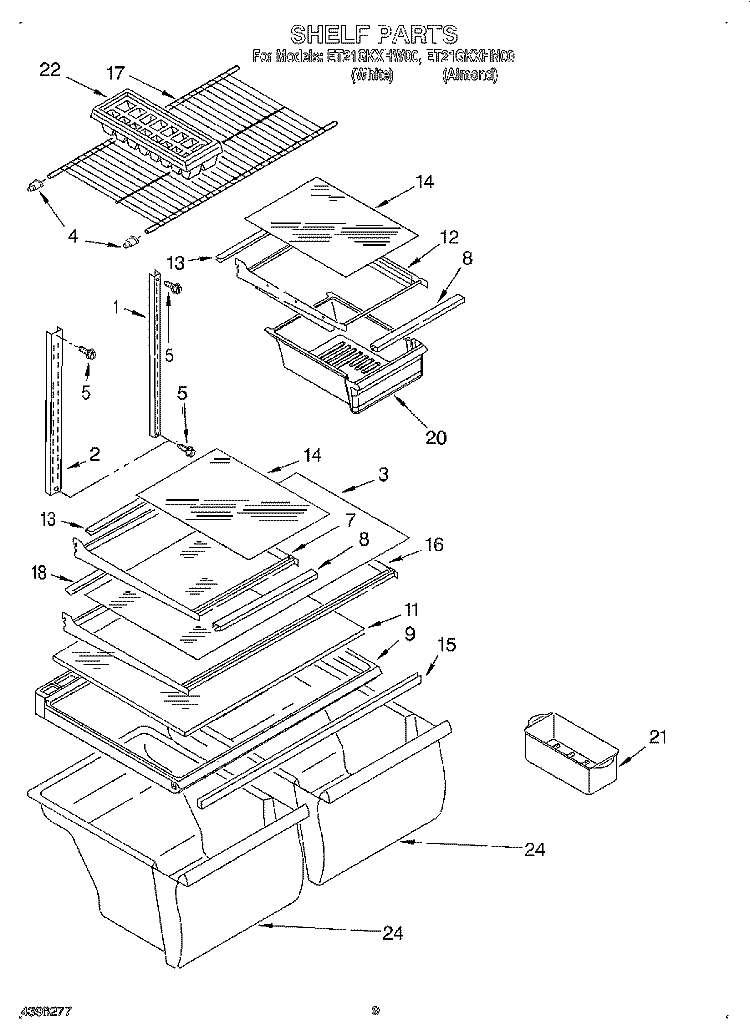 SHELF, OPTIONAL Diagram and Parts List for ET21GKXHN00  Whirlpool Refrigerator