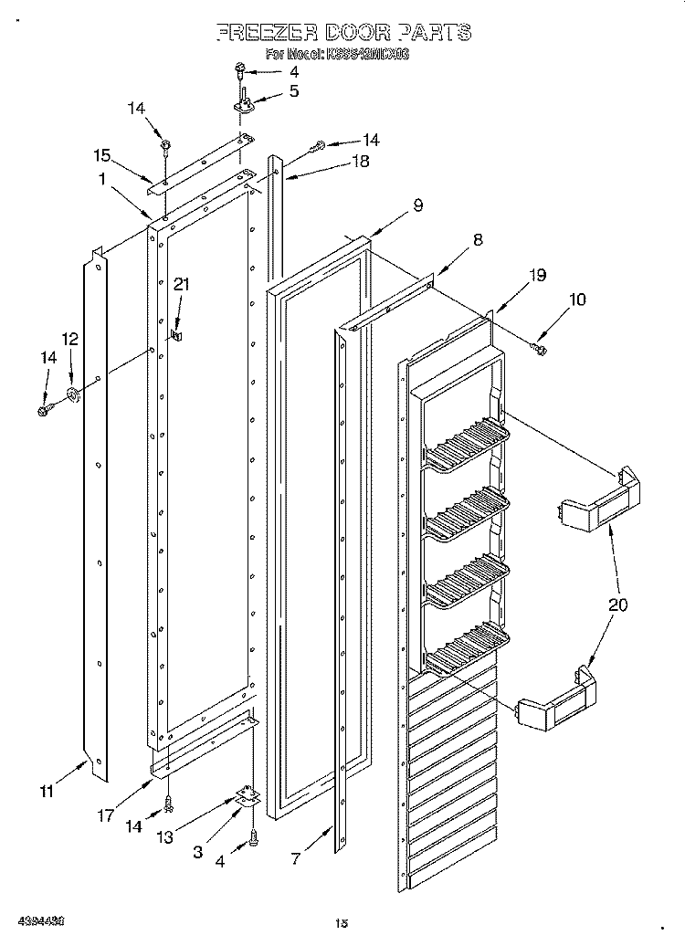 FREEZER DOOR Diagram and Parts List for KSSS42MDX03  KitchenAid Refrigerator