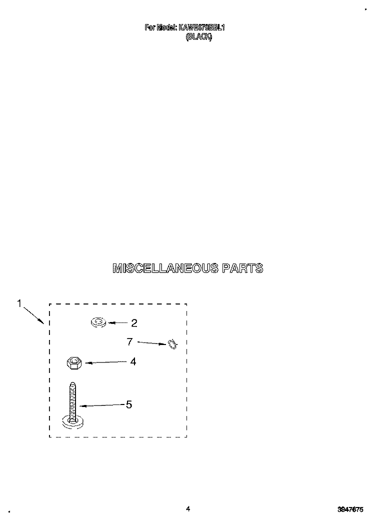 MISCELLANEOUS Diagram and Parts List for KAWE679BBL1  KitchenAid Washer