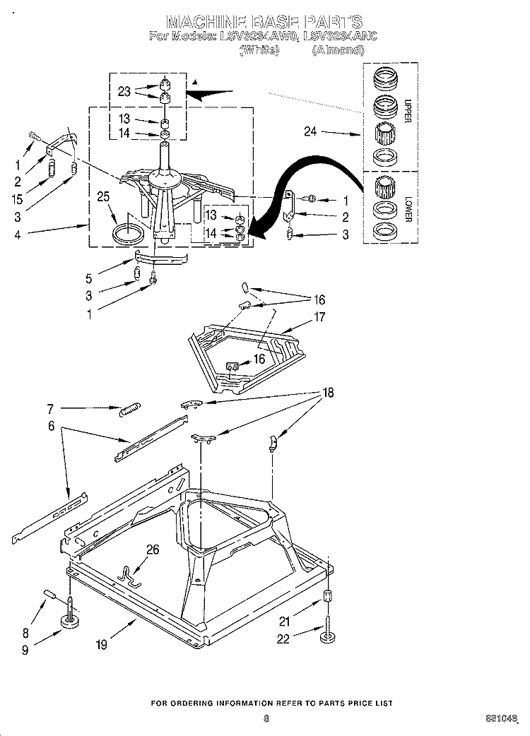 MACHINE BASE Diagram and Parts List for LSV6234AW0  Whirlpool Washer