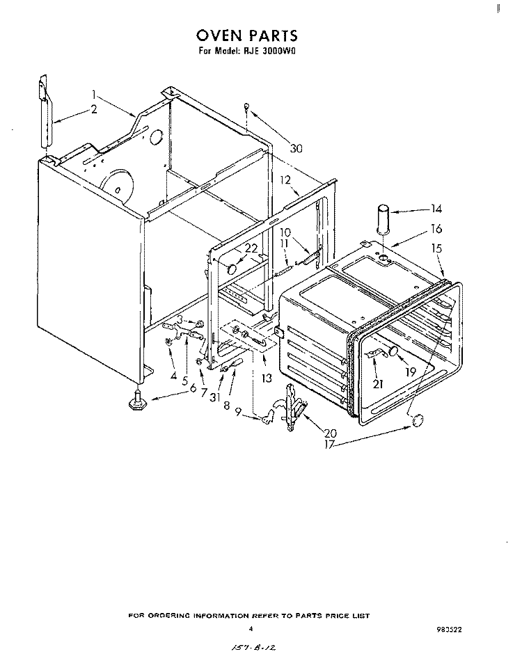 OVEN Diagram and Parts List for RJE3000W0  Whirlpool Range