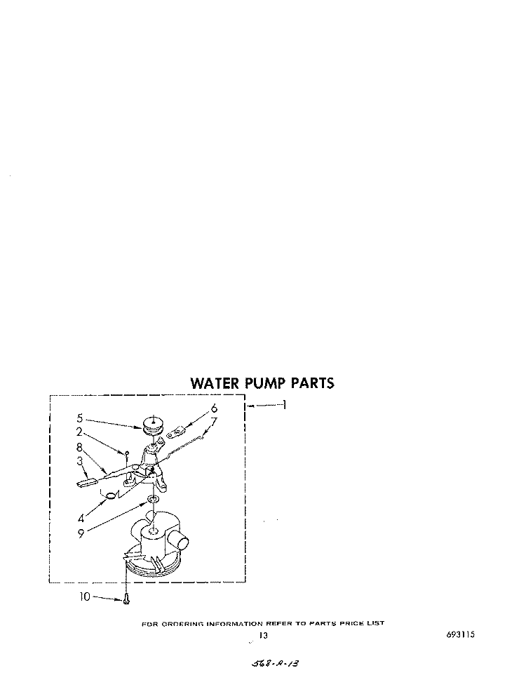 WATER PUMP Diagram and Parts List for LT5000XMW1  Whirlpool Washer Dryer Combo