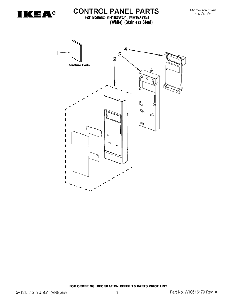 CONTROL PANEL PARTS Diagram and Parts List for IMH16XWS1  Whirlpool Microwave