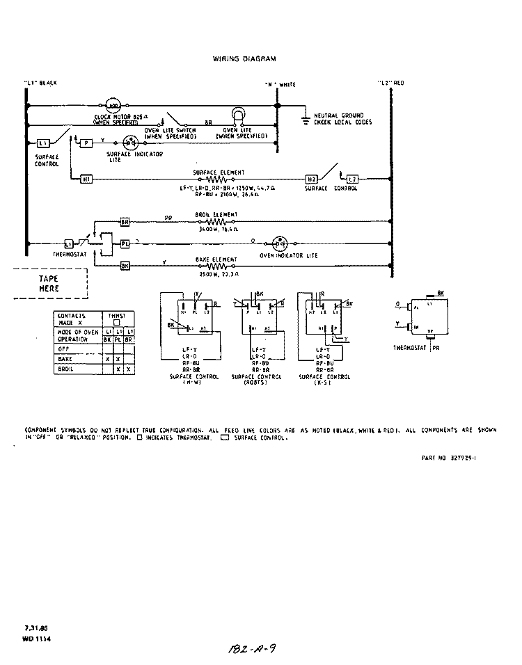 WIRING DIAGRAM Diagram and Parts List for F5007W0  Roper Range