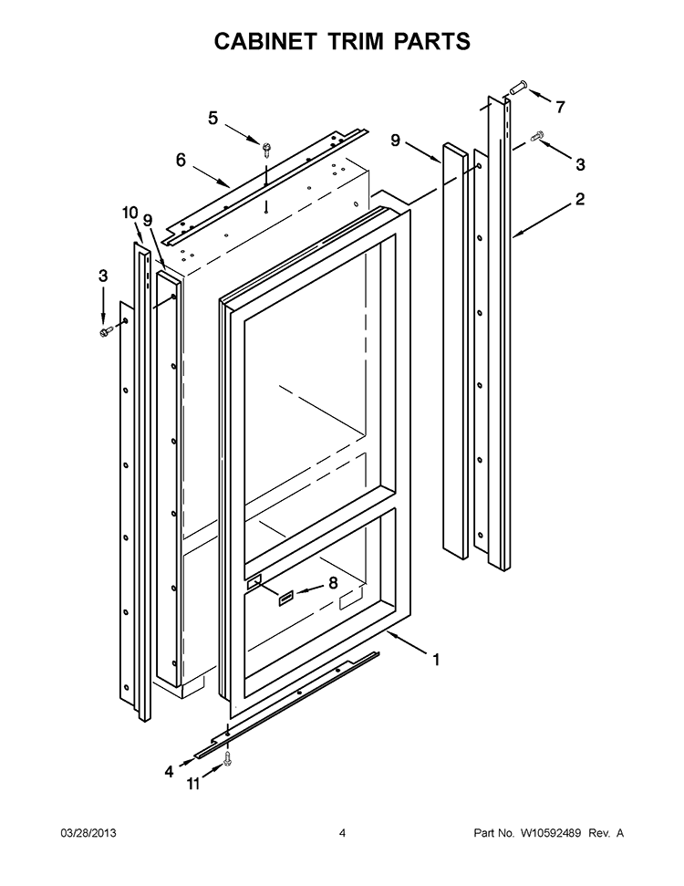 CABINET TRIM PARTS Diagram and Parts List for KBRC36FTS07  KitchenAid Refrigerator