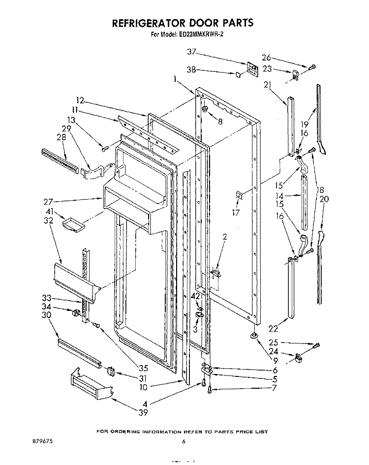 REFRIGERATOR DOOR Diagram and Parts List for ED22MMXRWR2  Whirlpool Refrigerator