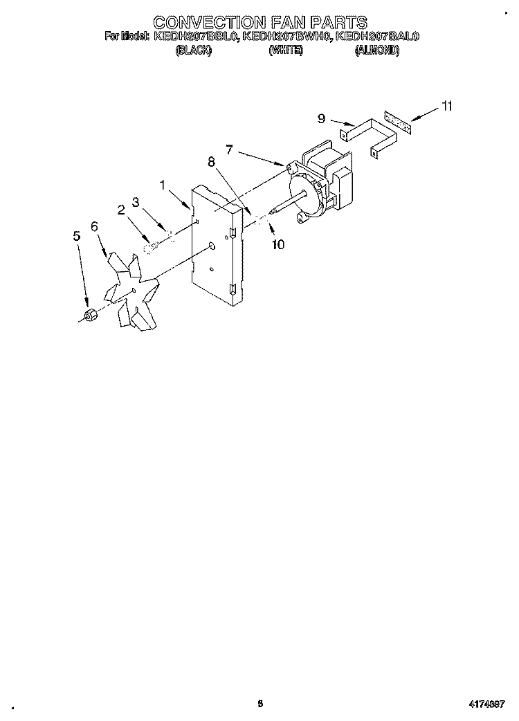 CONVECTION FAN Diagram and Parts List for KEDH207BAL0  KitchenAid Range