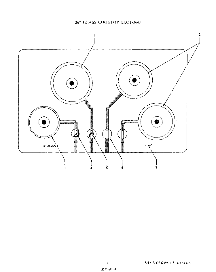 SECTION Diagram and Parts List for KECT3645  KitchenAid Cooktop