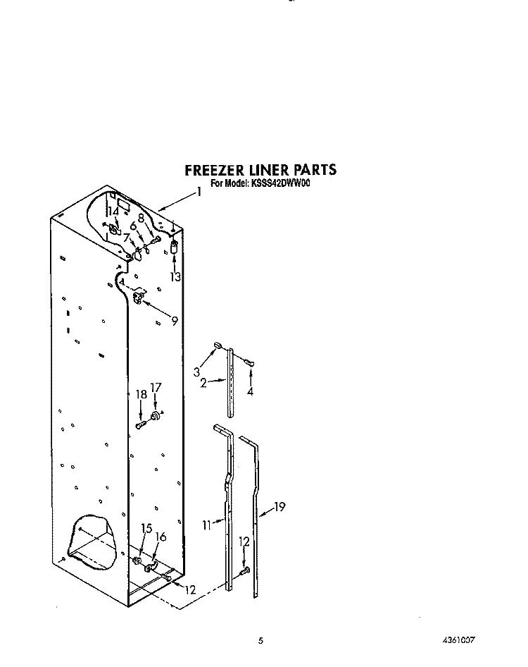 FREEZER LINER Diagram and Parts List for KSSS42DWW00  KitchenAid Refrigerator