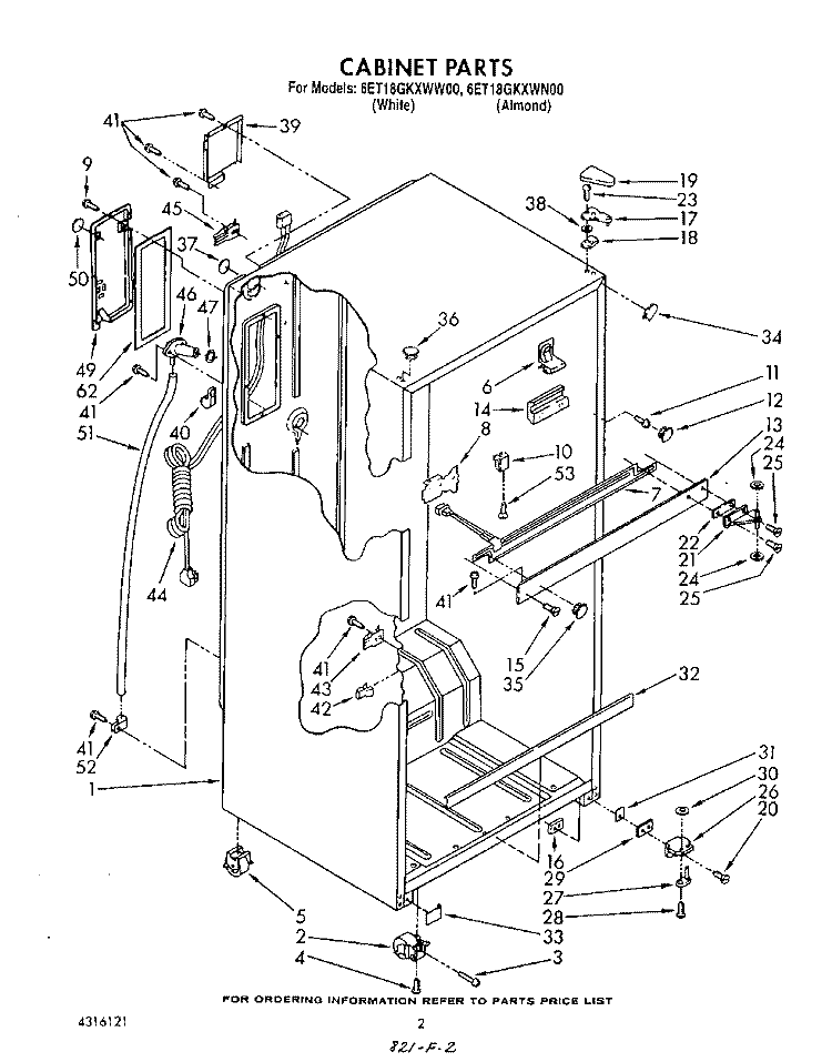 CABINET Diagram and Parts List for 6ET18GKXWW00  Whirlpool Refrigerator