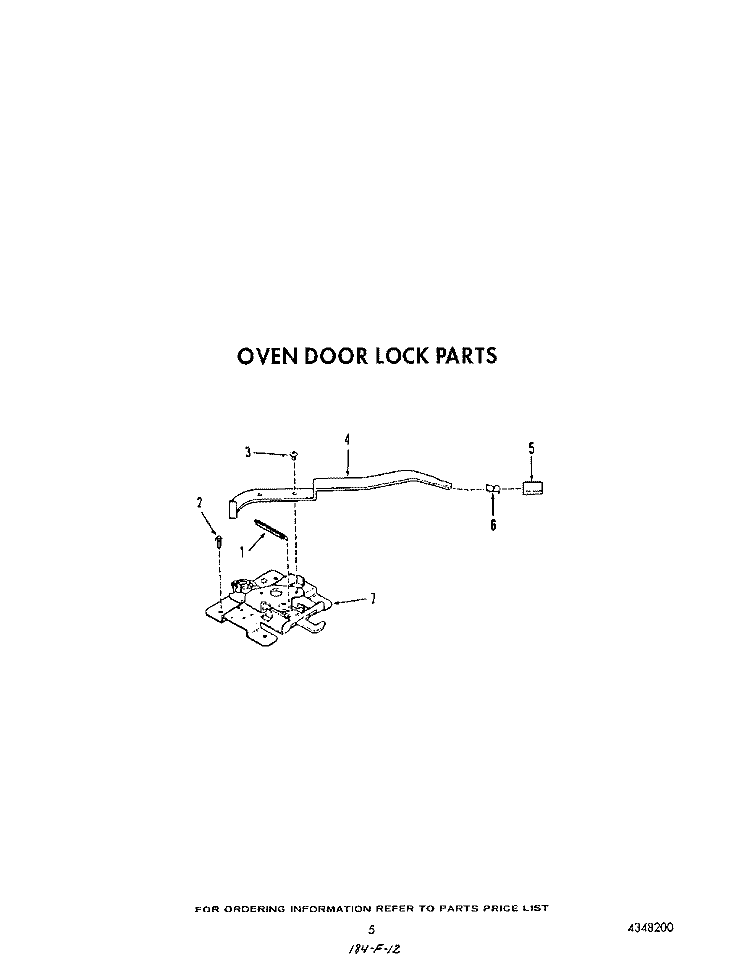 OVEN DOOR LOCK Diagram and Parts List for B9907X0  Roper Wall Oven