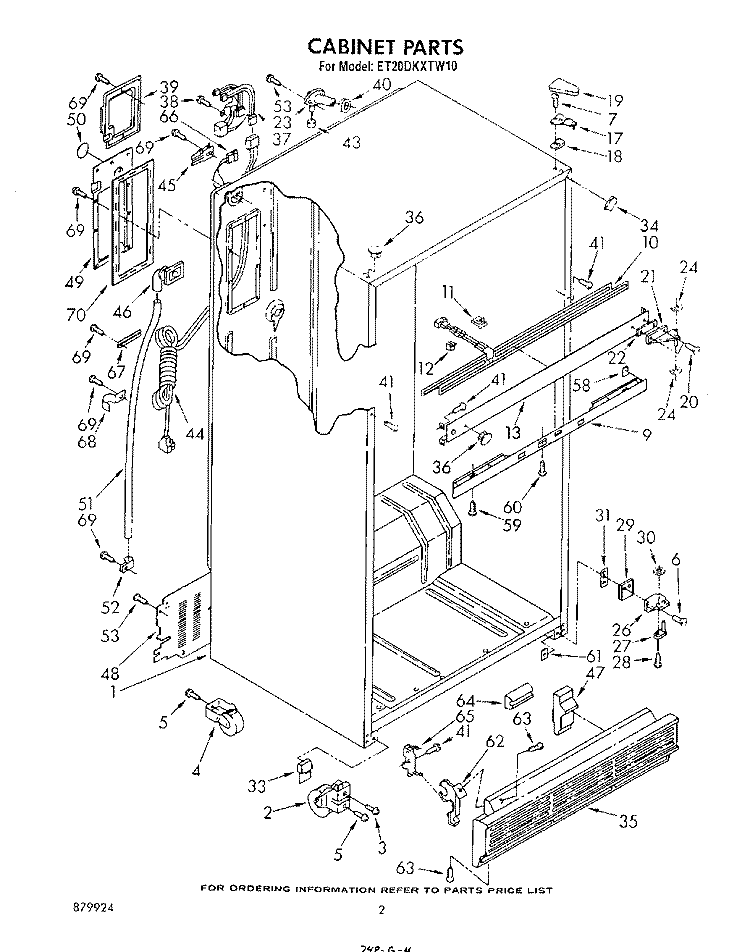 CABINET Diagram and Parts List for ET20DKXTM10  Whirlpool Refrigerator