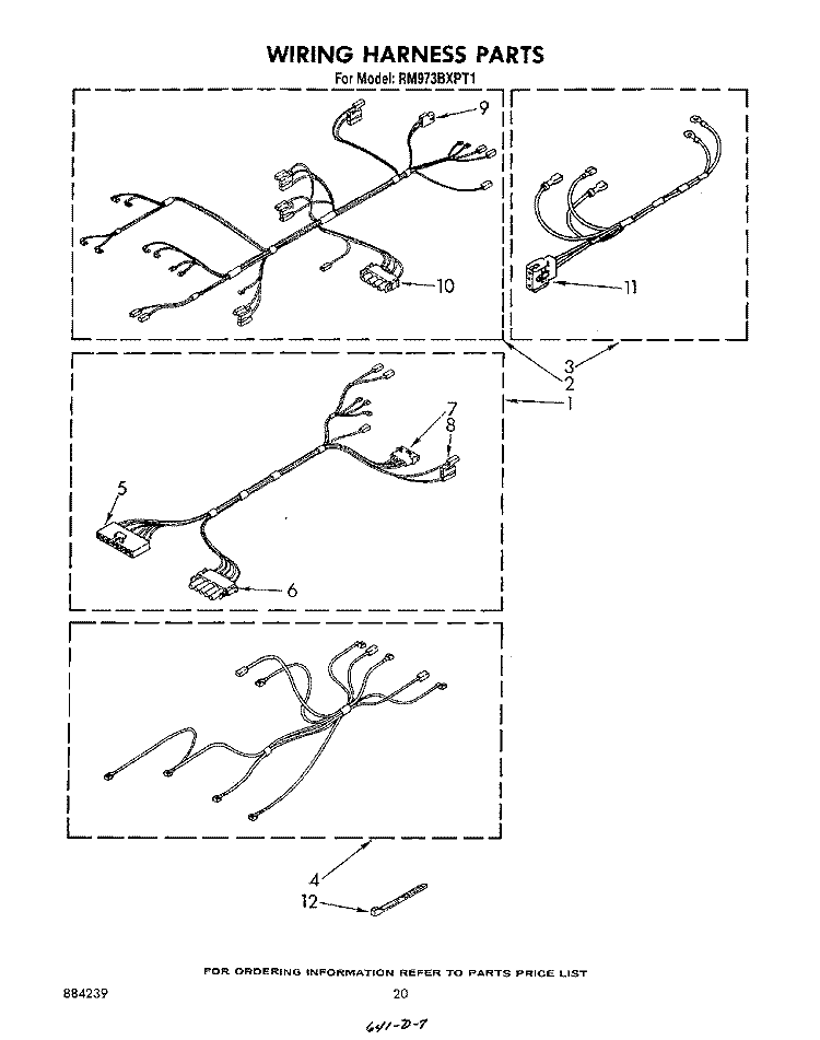 WIRING HARNESS Diagram and Parts List for RM973BXPT1  Whirlpool Microwave Oven Combo