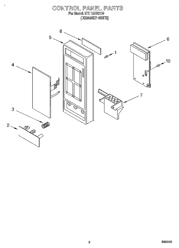 CONTROL PANEL Diagram and Parts List for MT1131SGQ0  Whirlpool Microwave