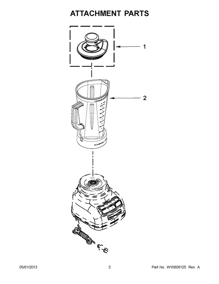 ATTACHMENT PARTS Diagram and Parts List for KSB1575MC0  KitchenAid Blender