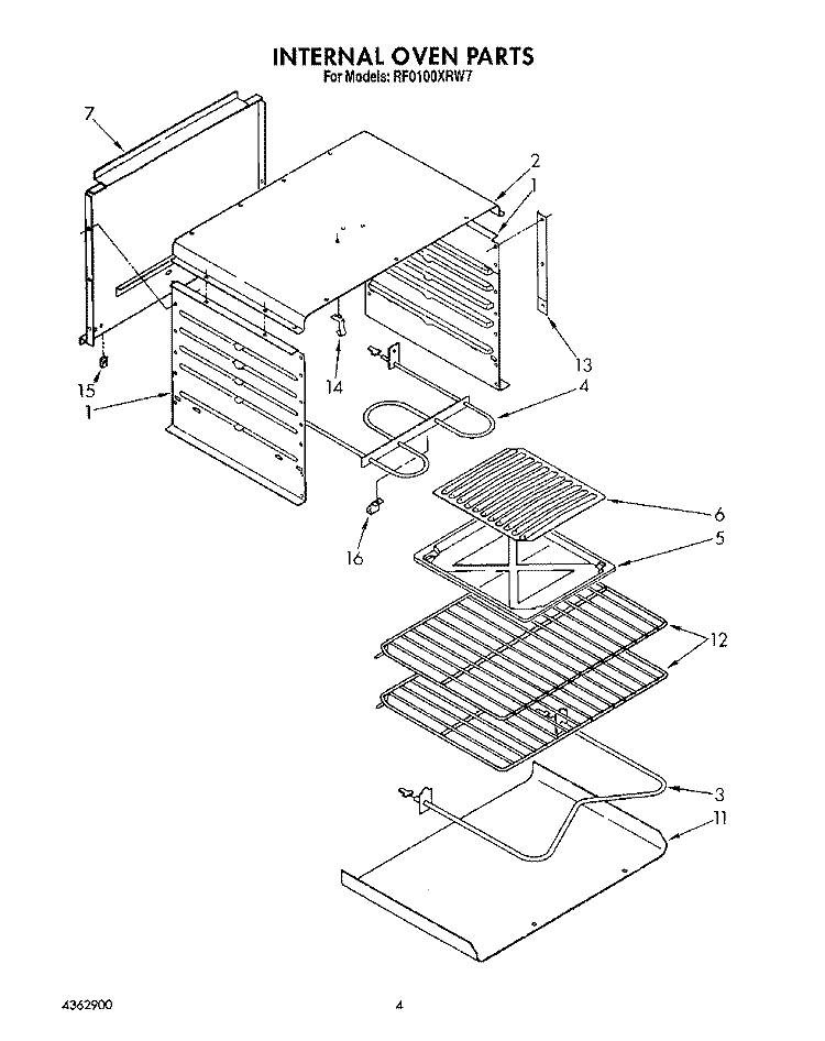 LIT/OPTIONAL Diagram and Parts List for RF0100XRW7  Whirlpool Range