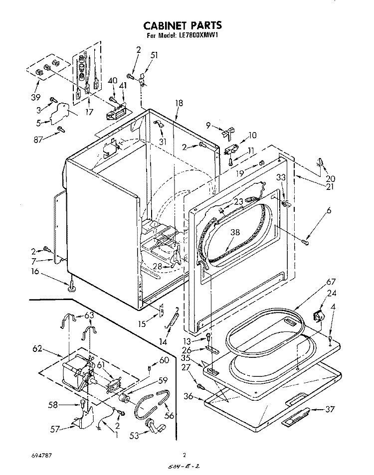 SECTION Diagram and Parts List for LE7800XMW1  Whirlpool Dryer