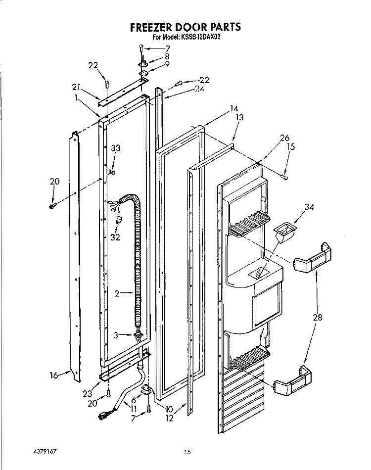 FREEZER DOOR Diagram and Parts List for KSSS42DAX03  KitchenAid Refrigerator