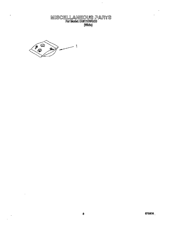 MISCELLANEOUS, OPTIONAL Diagram and Parts List for DU811DWGQ0  Whirlpool Dishwasher