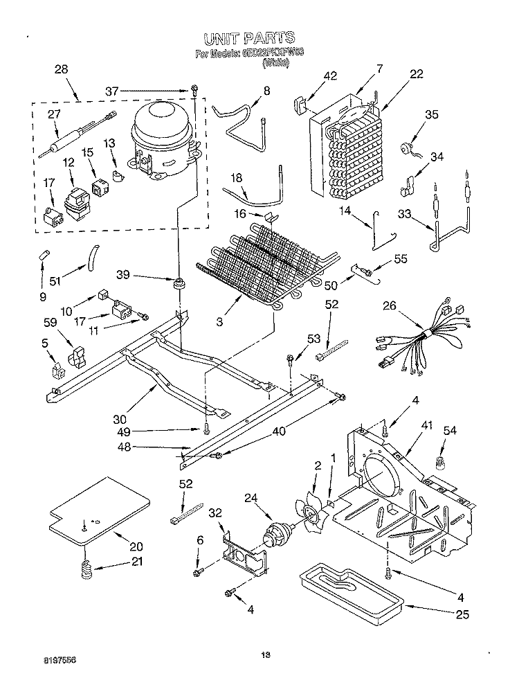 UNIT, OPTIONAL Diagram and Parts List for 6ED22PKXFW03  Whirlpool Refrigerator