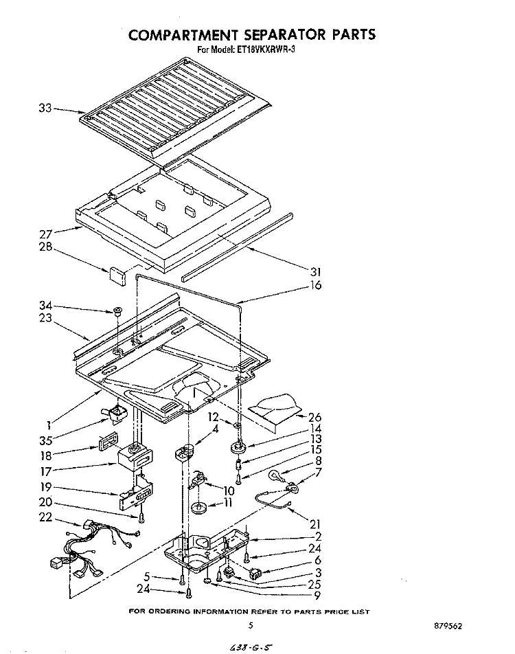 COMPARTMENT SEPARATOR Diagram and Parts List for ET18VKXRWR3  Whirlpool Refrigerator