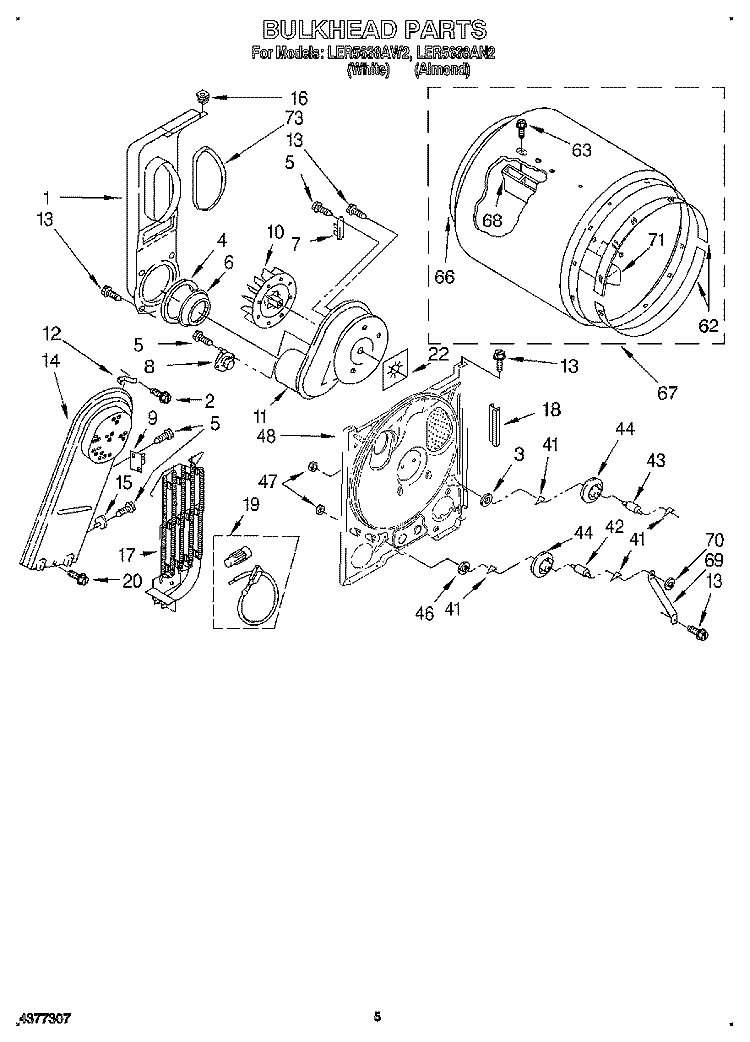 SECTION Diagram and Parts List for LER5638AW2  Whirlpool Dryer
