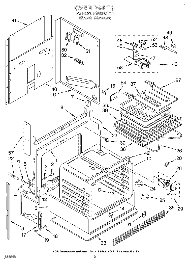 OVEN Diagram and Parts List for RS660BXYH1  Whirlpool Range