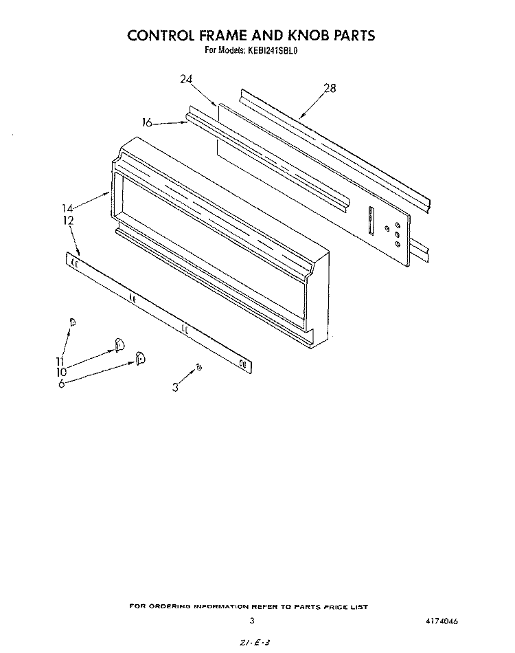 CONTROL FRAME AND KNOB Diagram and Parts List for KEBI241SBL0  KitchenAid Wall Oven
