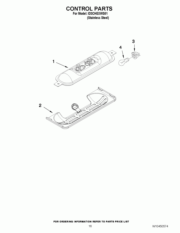 CONTROL PARTS Diagram and Parts List for ID3CHEXWS01  Whirlpool Refrigerator