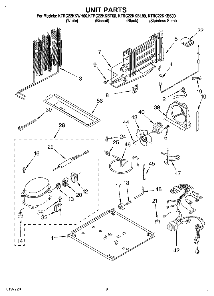 UNIT Diagram and Parts List for KTRC22KKSS00  KitchenAid Refrigerator