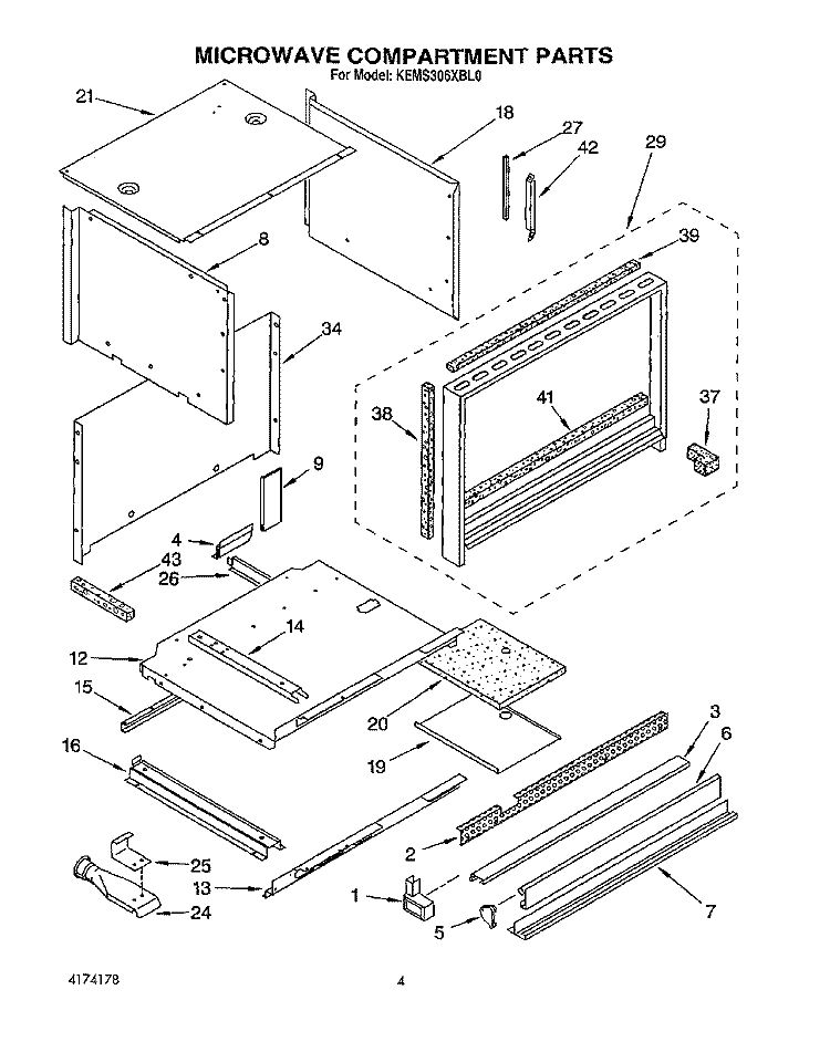 MICROWAVE COMPARTMENT Diagram and Parts List for KEMS306XWH0  KitchenAid Wall Oven