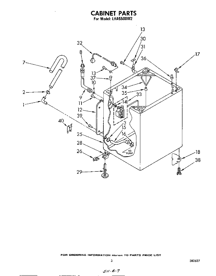 CABINET Diagram and Parts List for LHA5500W2  Whirlpool Washer