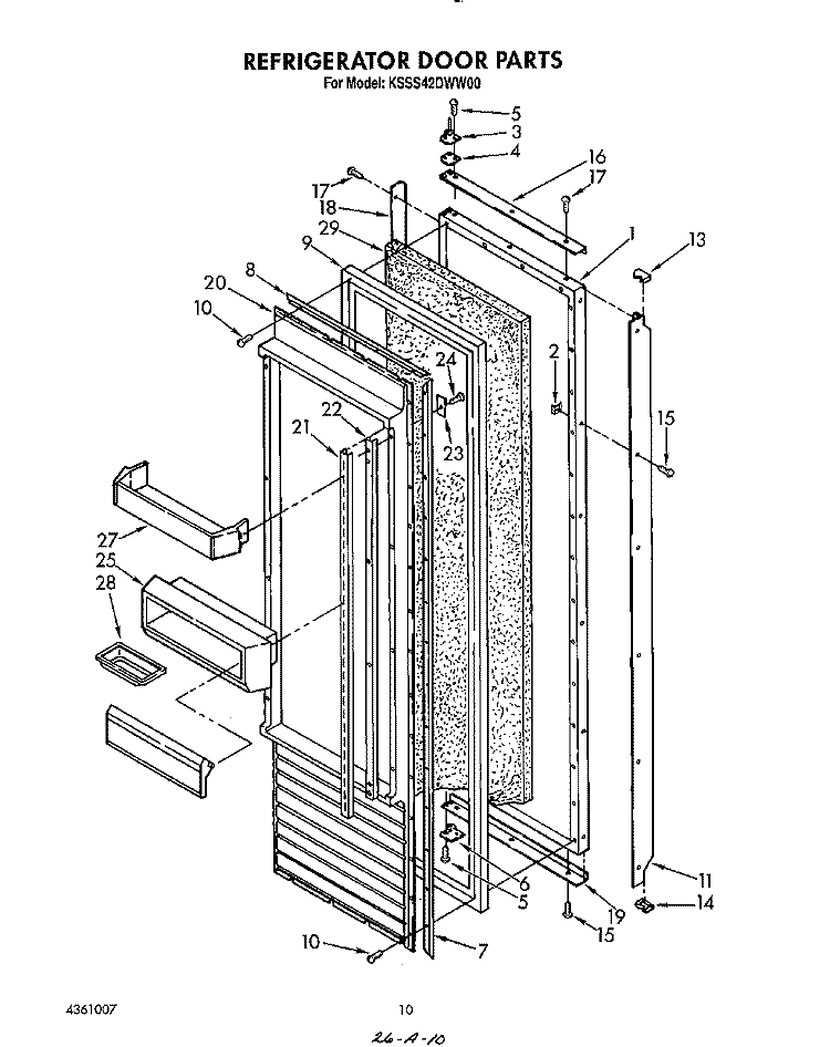 REFRIGERATOR DOOR Diagram and Parts List for KSSS42DWW00  KitchenAid Refrigerator