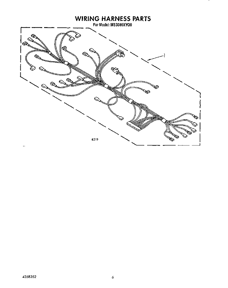 WIRING HARNESS, LIT/OPTIONAL Diagram and Parts List for MS3080XYQ0  Whirlpool Microwave
