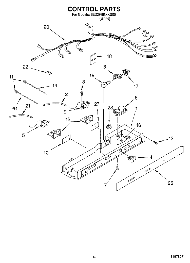 CONTROL Diagram and Parts List for 6ED2FHKXKQ00  Whirlpool Refrigerator