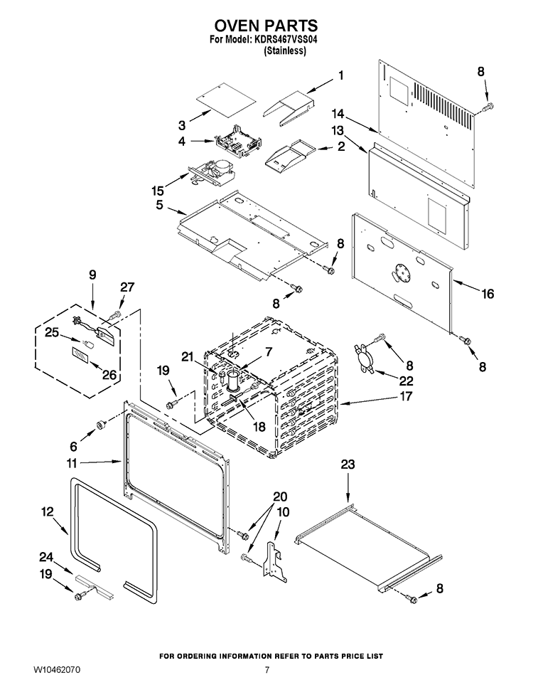 OVEN PARTS Diagram and Parts List for KDRS467VSS04  KitchenAid Range