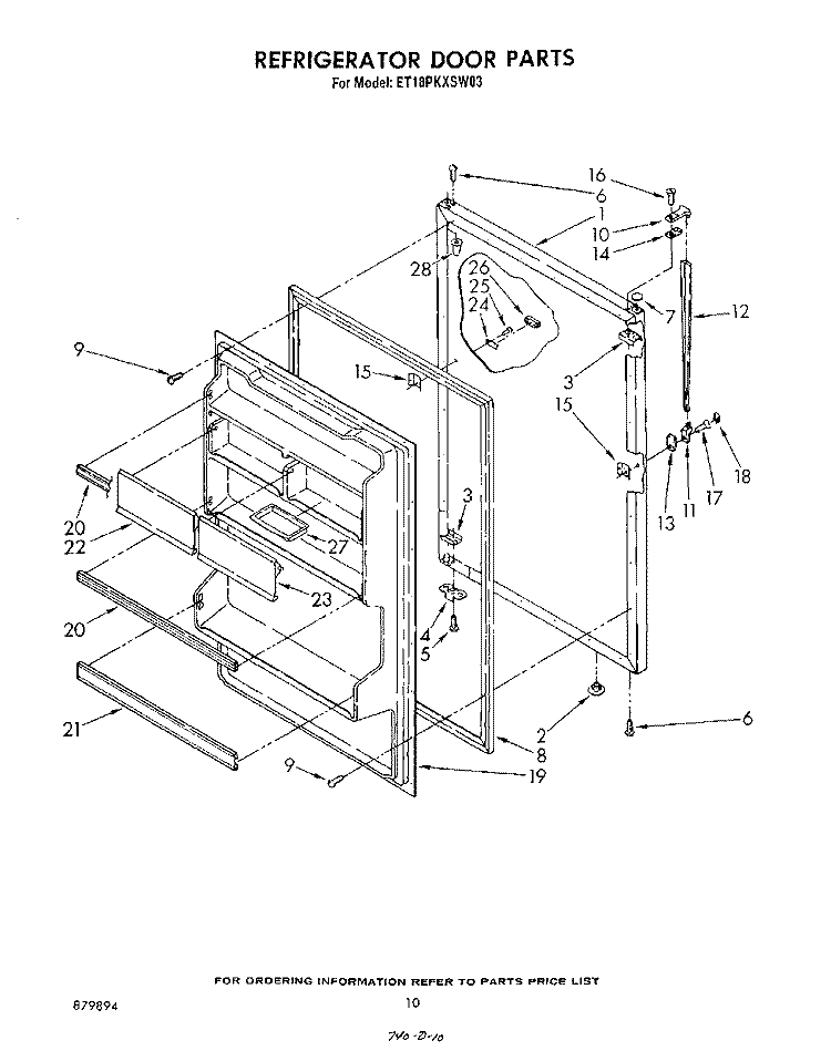 REFRIGERATOR DOOR , LIT/OPTIONAL Diagram and Parts List for ET18PKXSW03  Whirlpool Refrigerator