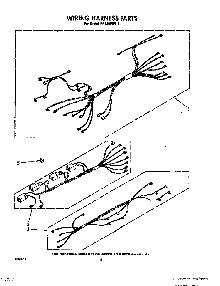 WIRING HARNESS Diagram and Parts List for RS630PXV1  Whirlpool Range