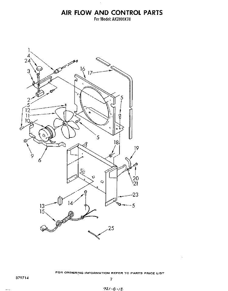 SECTION Diagram and Parts List for AK2800XT0  Whirlpool Dehumidifier