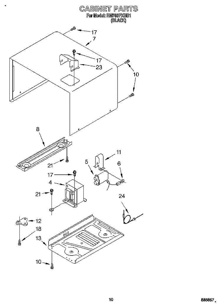 CABINET Diagram and Parts List for RM765PXBB1  Whirlpool Wall Oven