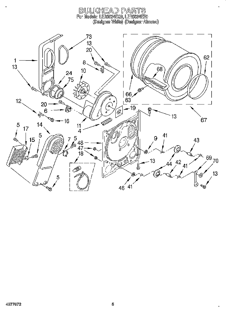 SECTION Diagram and Parts List for LER5634EQ0  Whirlpool Dryer